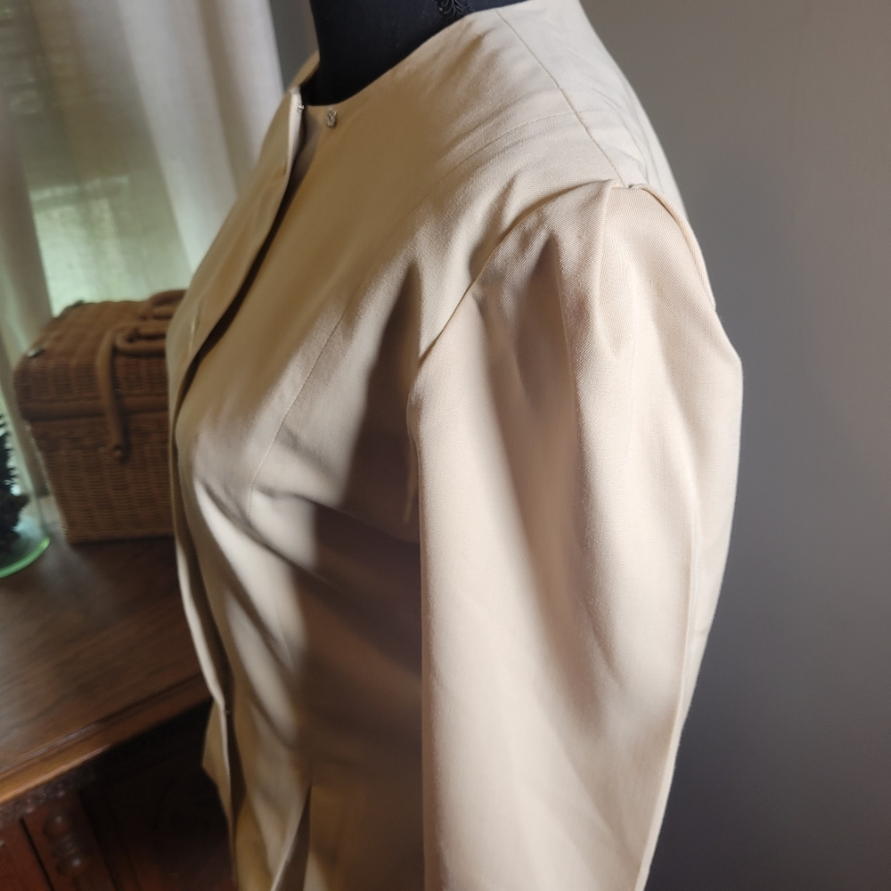 Vintage Albert Nipon Wool Peplum Puff Sleeve Blaz… - image 3